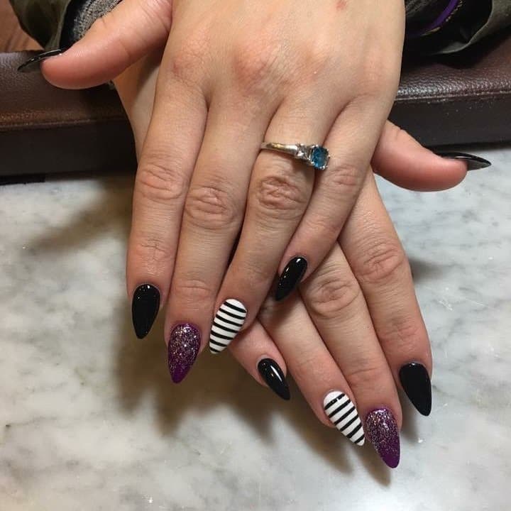 6. Midnight Stripes & Sparkle - exotic nail ideas