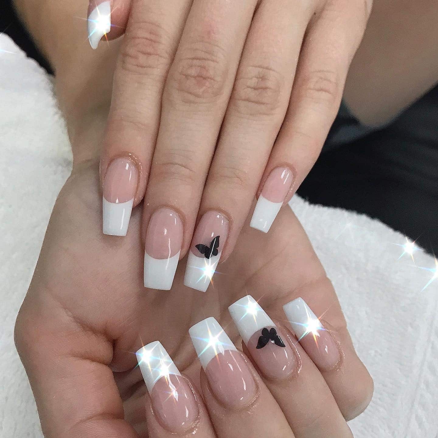 13. French Butterfly Classic - exotic nail ideas