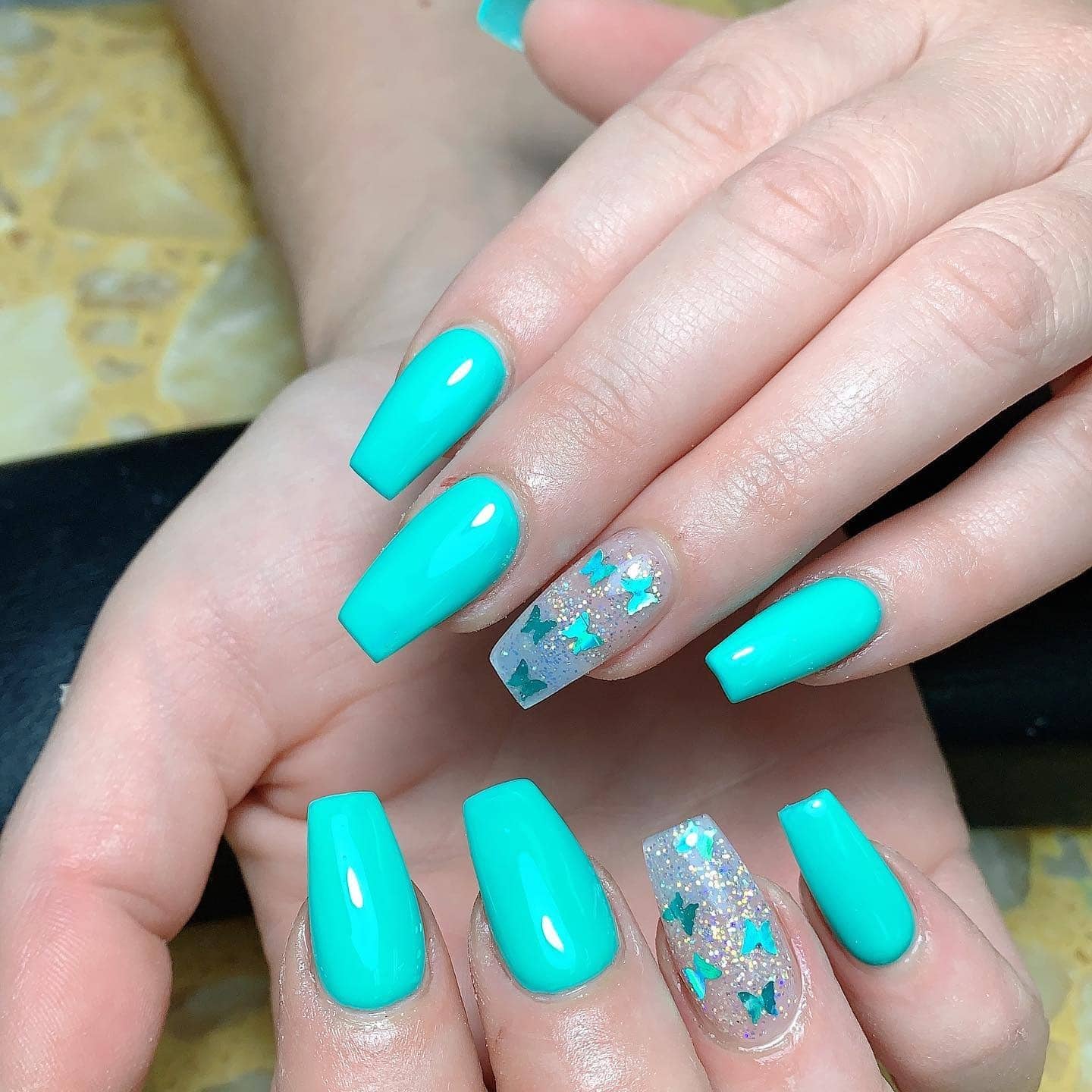 15. Aqua Butterfly Dream - exotic nail ideas