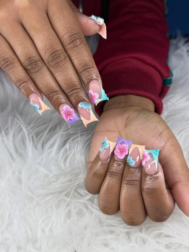 20. Floral Whimsy Sculpted Nails - exotic nail ideas
