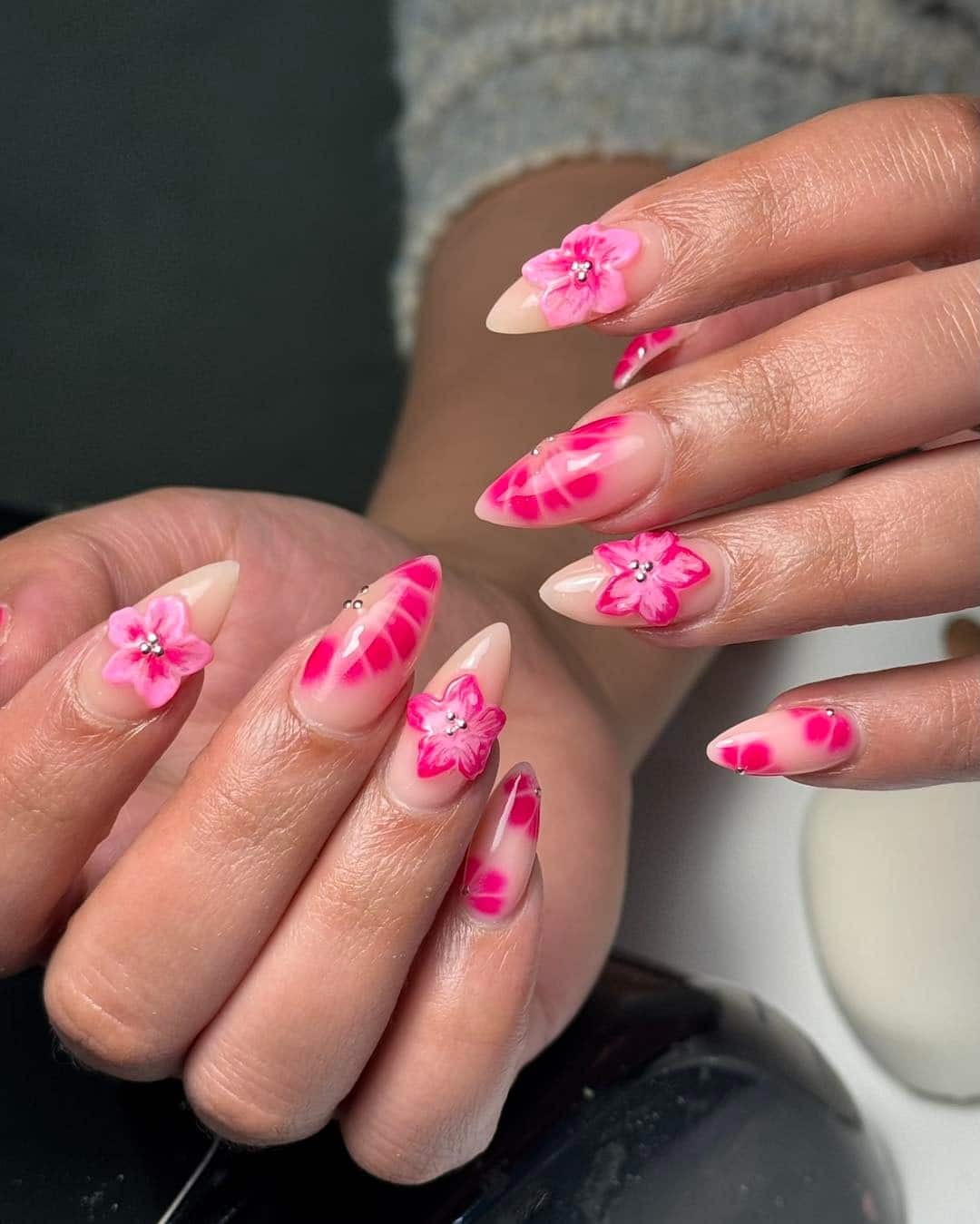22. Pink Blossom Fantasy - exotic nail ideas