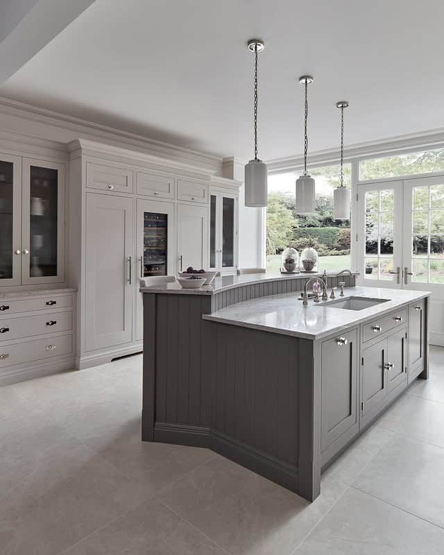 2. Greige Classic with Modern Detailing - neutral kitchen ideas