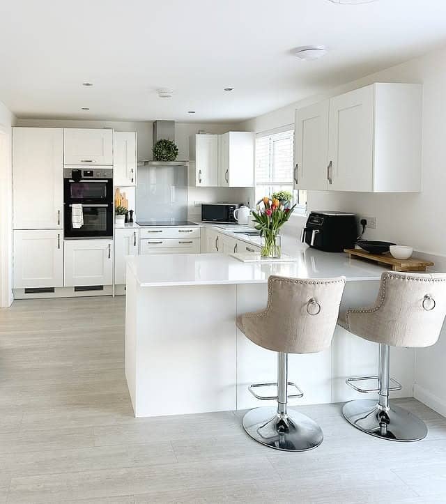 6. Bright White Minimalism - neutral kitchen ideas
