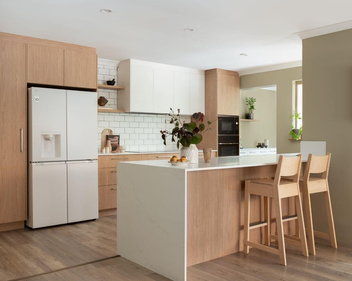 8. Natural Oak Contrast Kitchen - neutral kitchen ideas