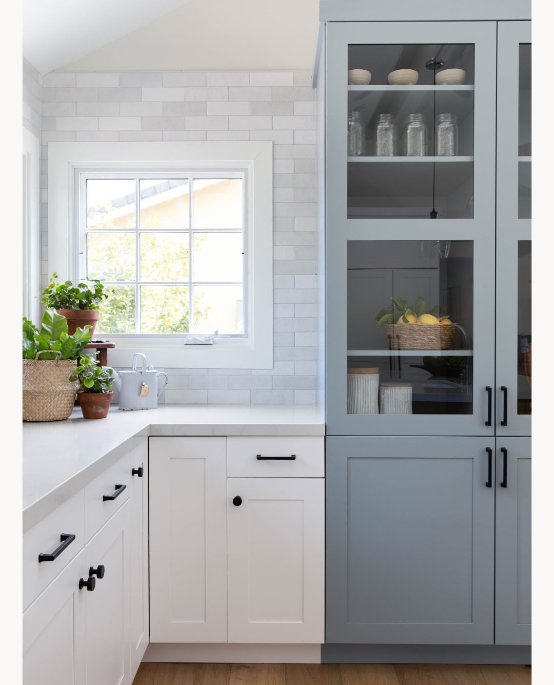 18. Soft Blue & White Contrast - neutral kitchen ideas