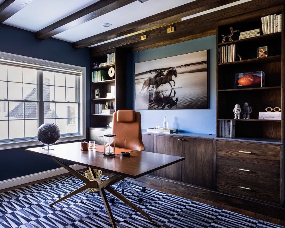19. Modern Heritage Office in Navy and Walnut - office ideas for women