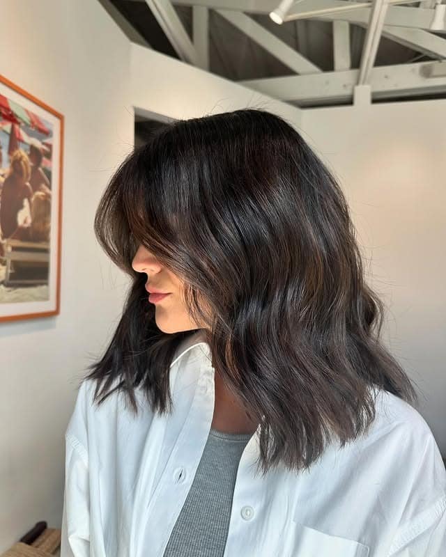 16. Modern Espresso Lob with Soft Texture - Espresso Hair Color