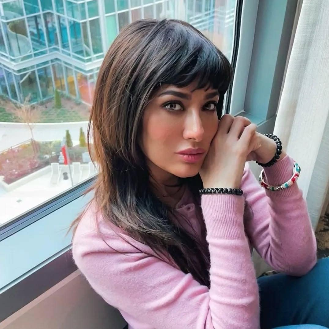 2. Long Layers with Micro Fringe – Espresso Elegance - Fringe Hairstyles