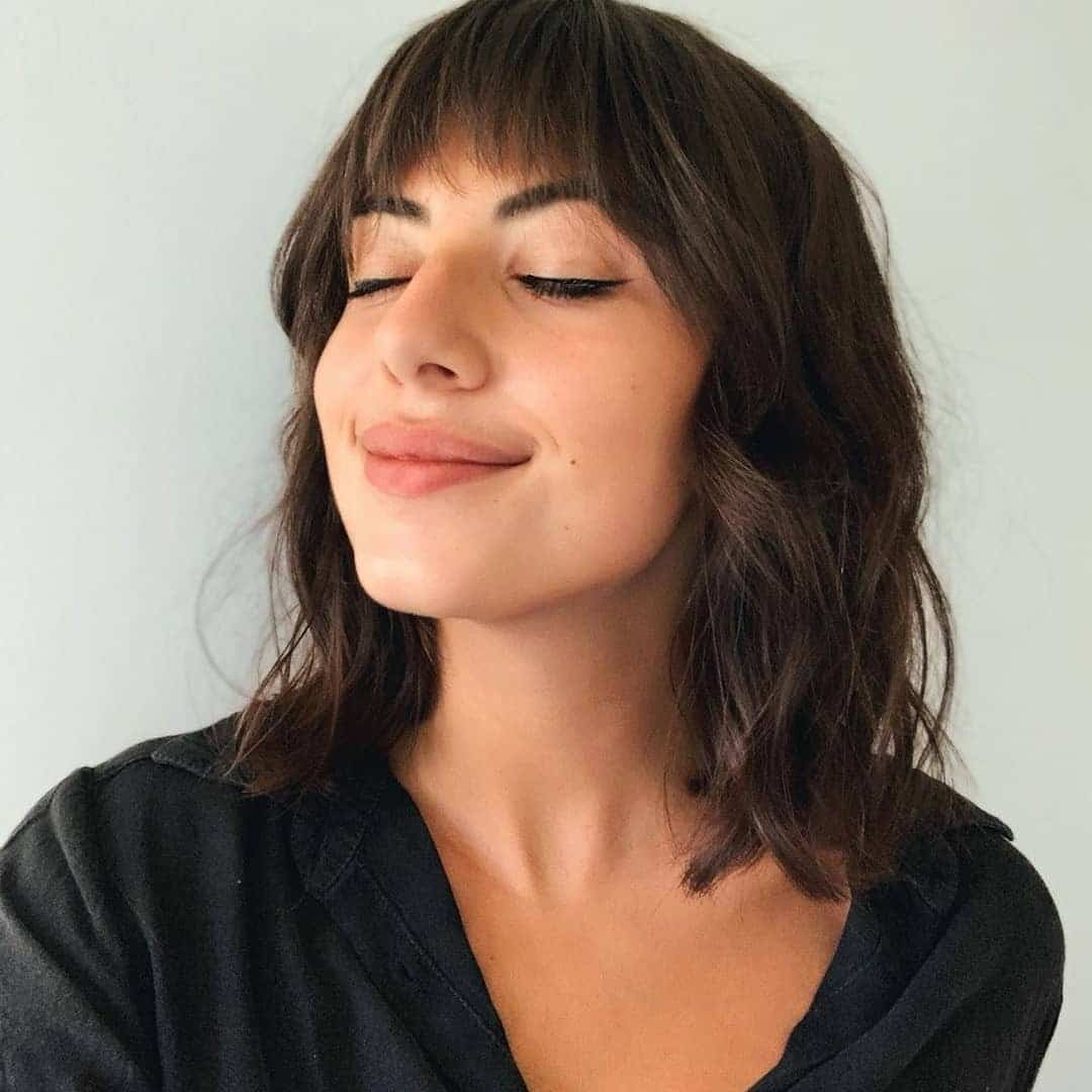 7. Textured Bob with Wispy Fringe – Dark Mocha Chic - Fringe Hairstyles