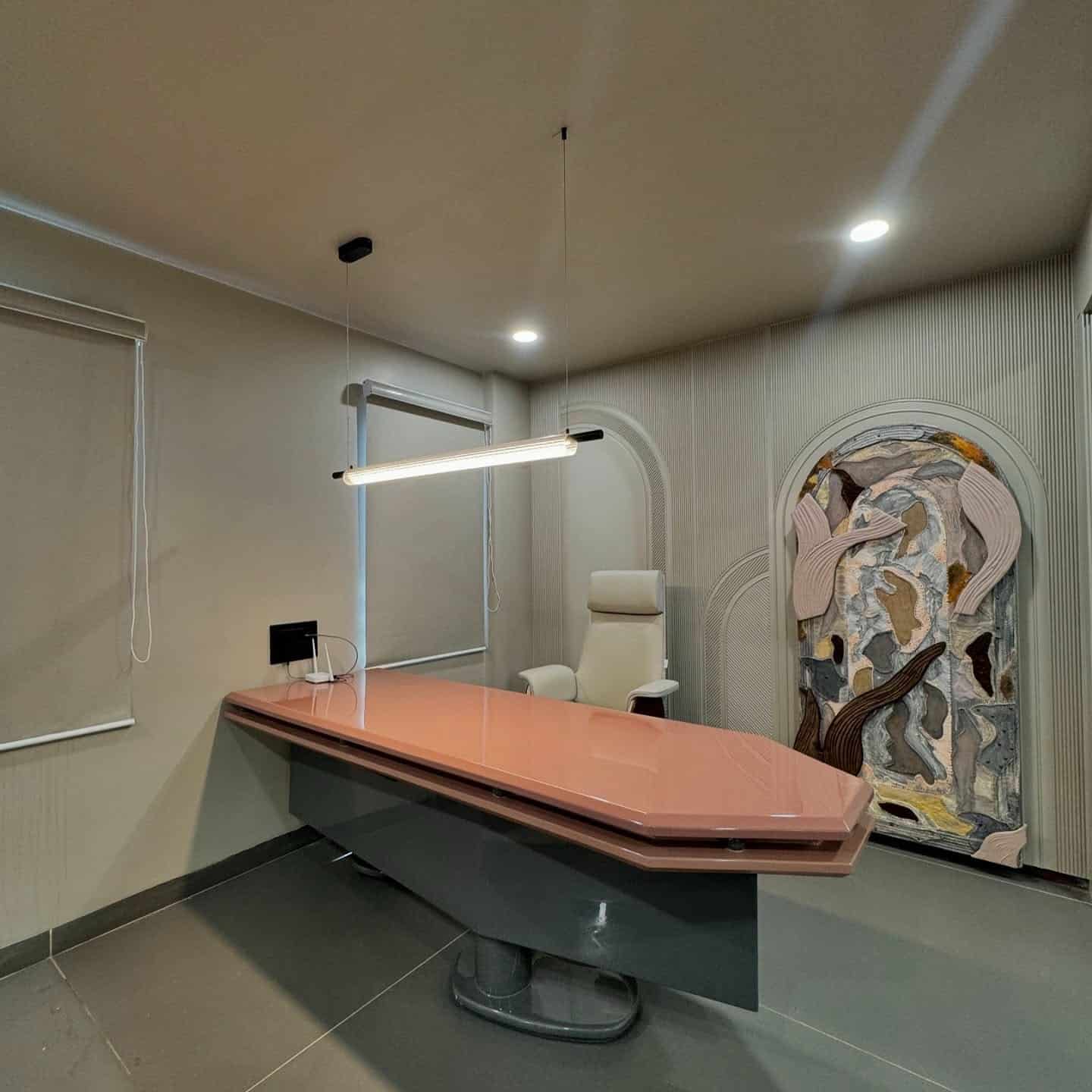 4. Minimalist Studio with Sculptural Precision - bright office ideas