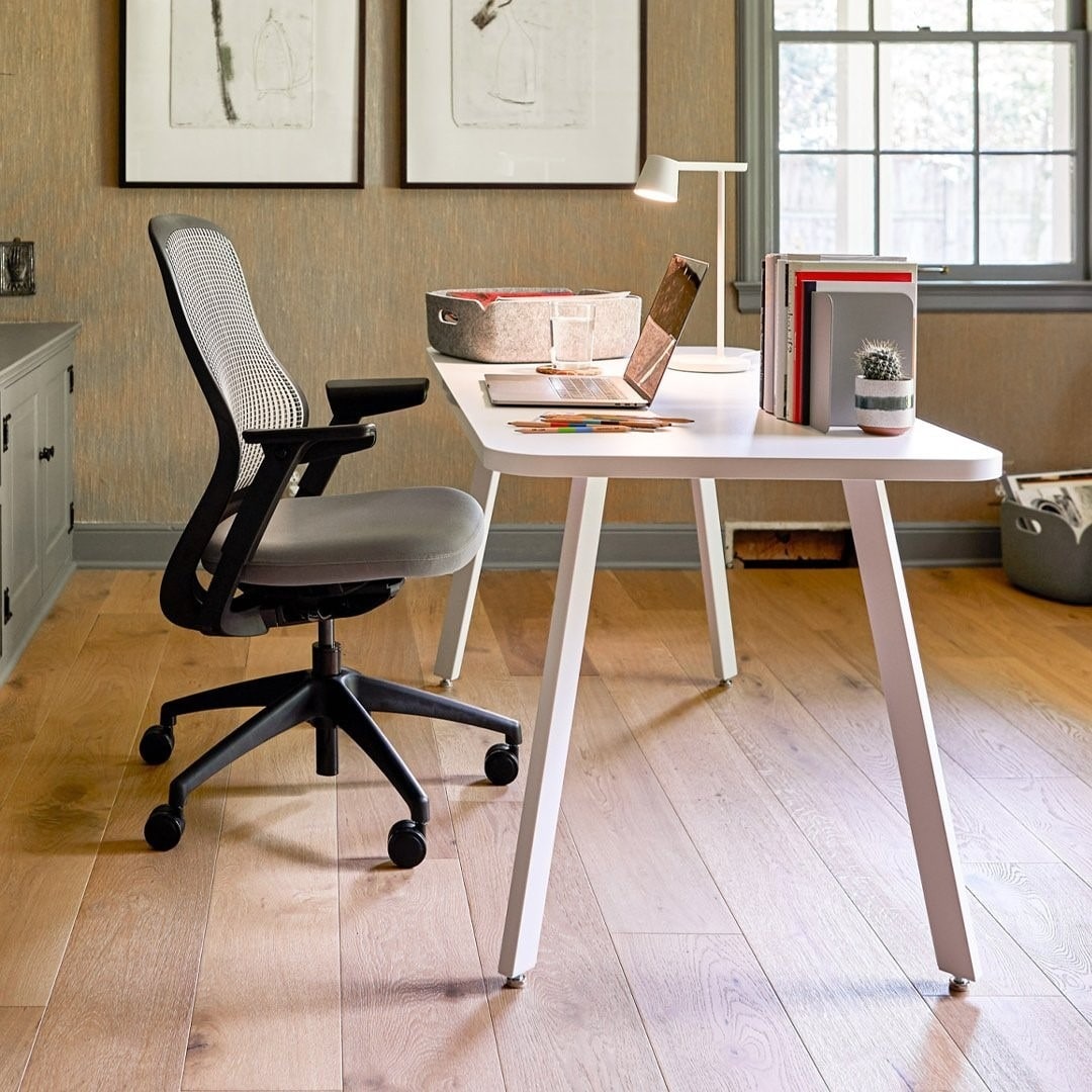 7. Streamlined Home Office with Natural Light and Functionality - bright office ideas