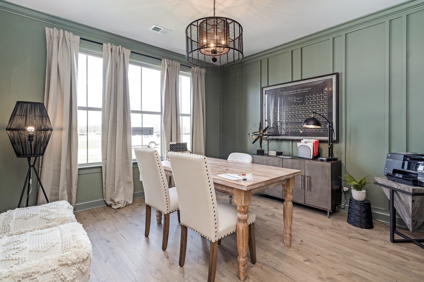 18. Olive-Toned Traditional Office with Texture - bright office ideas