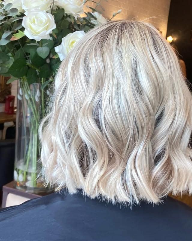 9. Platinum Wavy Blunt Bob - Short Choppy Hair