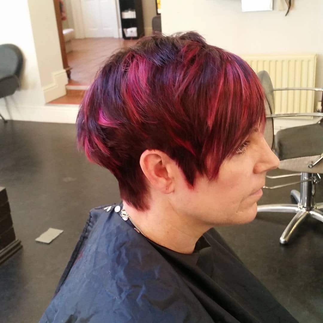 13. Crimson and Violet Textured Crop - Short Choppy Hair
