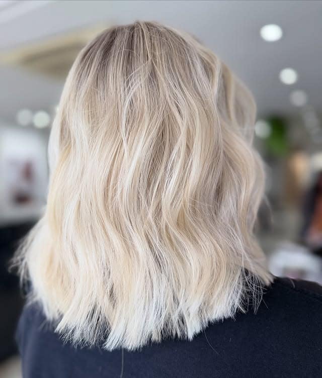 18. Pearl Blonde Choppy Lob - Short Choppy Hair