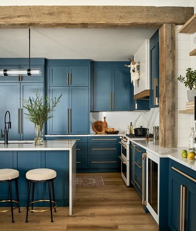 8. Rustic Navy Retreat - kitchen color ideas