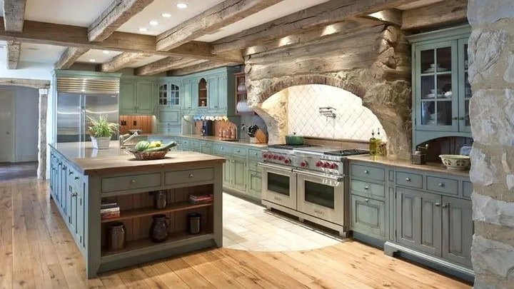 13. Rustic Blue Grandeur - kitchen color ideas
