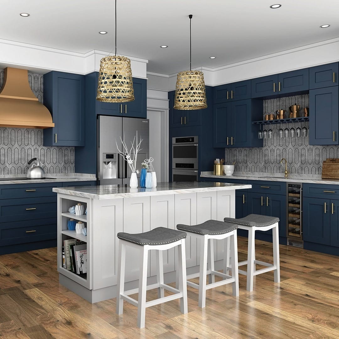 19. Navy and White Contrast Kitchen - kitchen color ideas