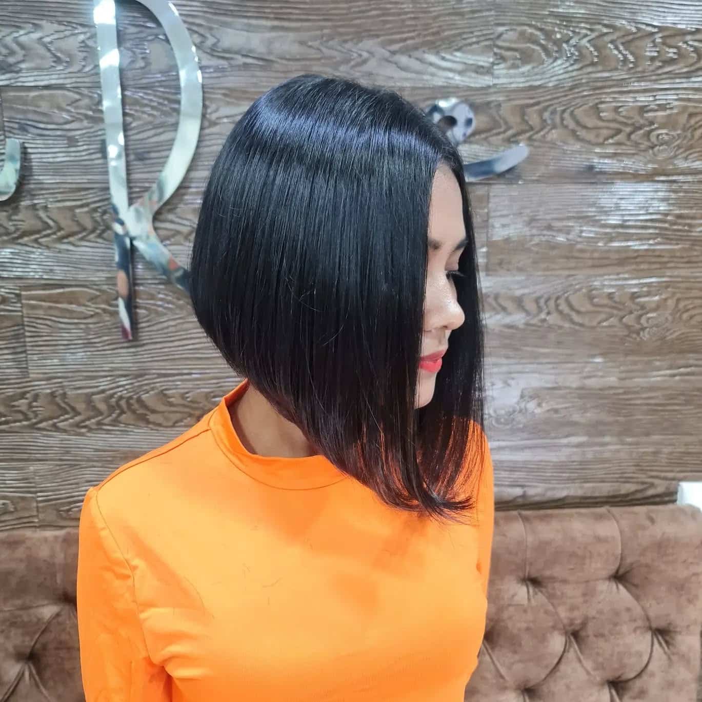 7. Inky Black Sculpted Bob - Angled Bob Hairstyles