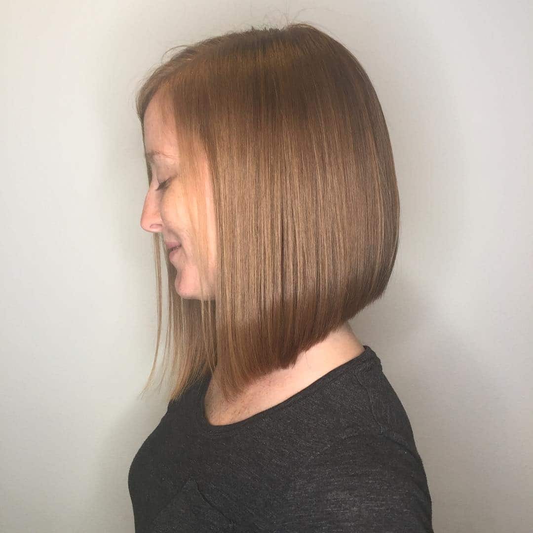 8. Copper Honey Sleek Bob - Angled Bob Hairstyles