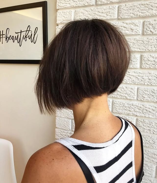 10. Rich Espresso Stacked Bob - Angled Bob Hairstyles
