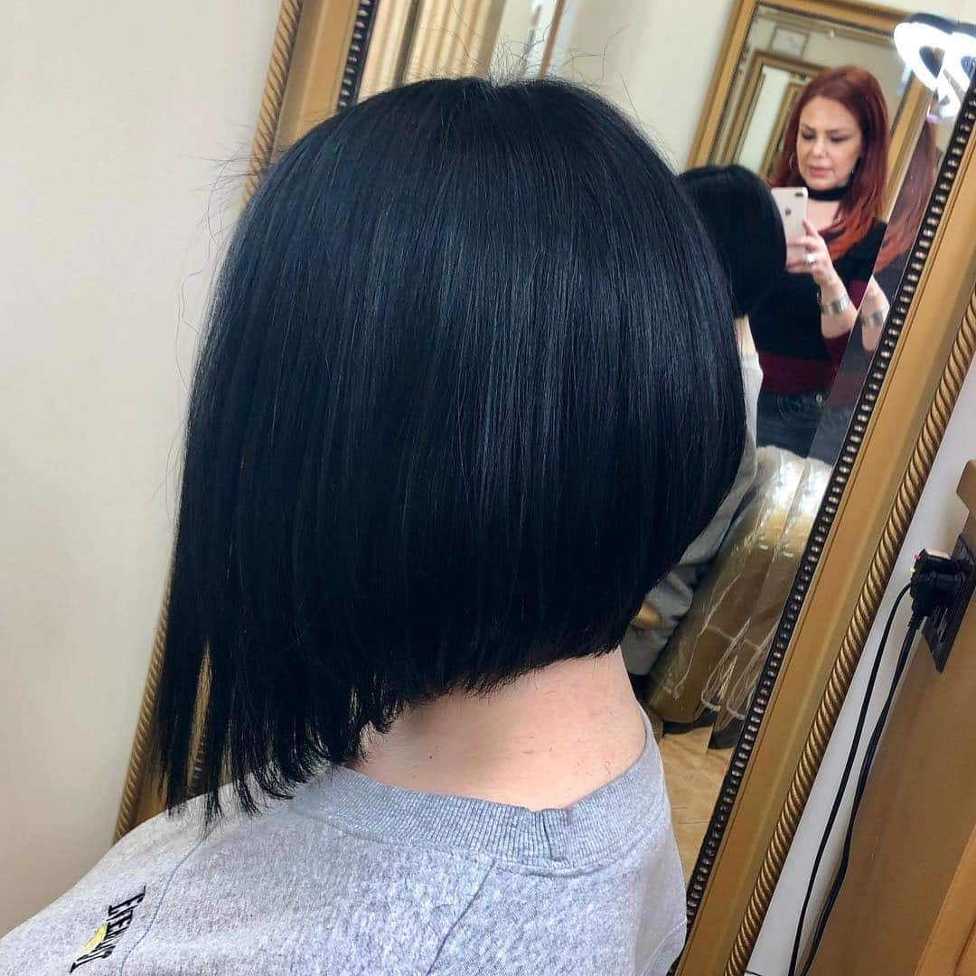 13. Jet Black Structured Bob - Angled Bob Hairstyles