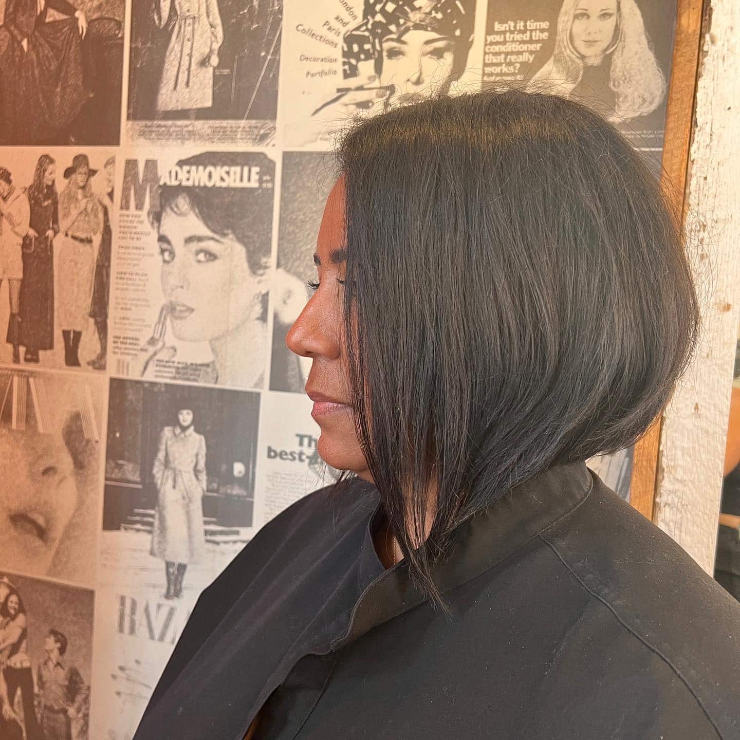 22. Textured Onyx Stacked Bob - Angled Bob Hairstyles