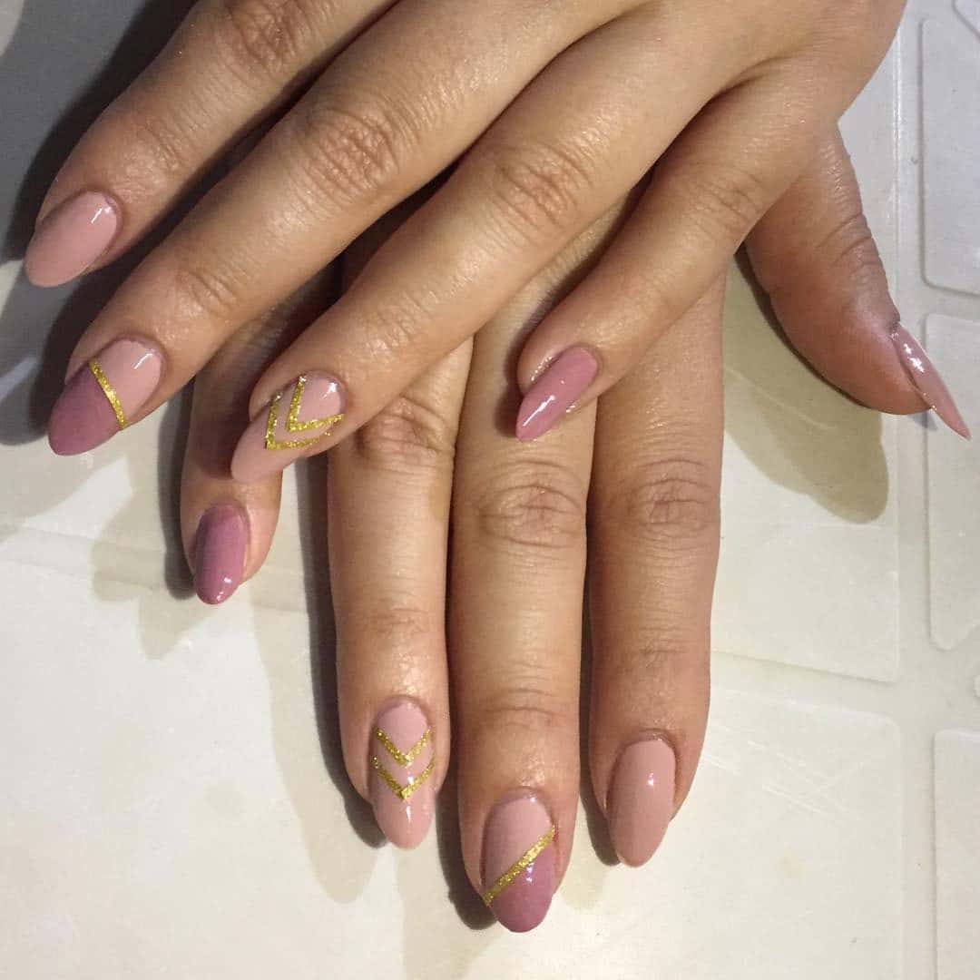 3. Muted Mauve Minimal Chevron - half nail ideas