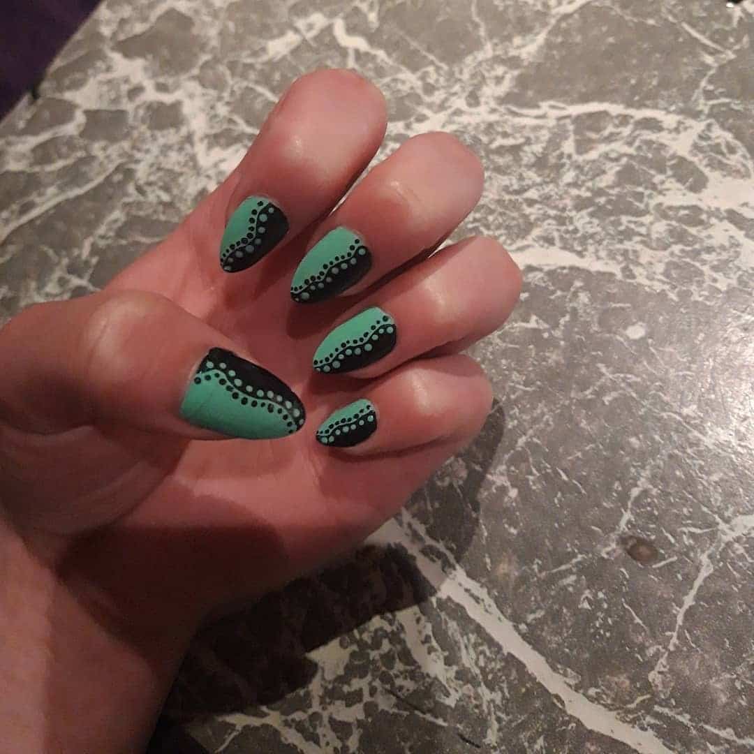 6. Mint Noir Wave Halves - half nail ideas