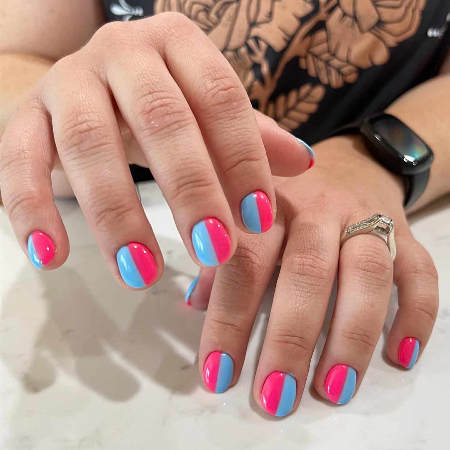 15. Neon Sky Dual Blend - half nail ideas