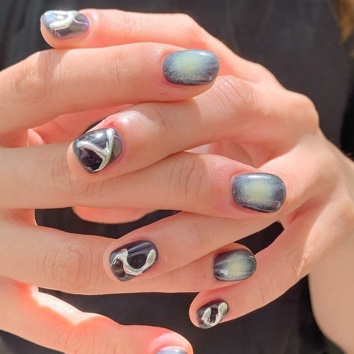 16. Galaxy Half Chrome Art - half nail ideas