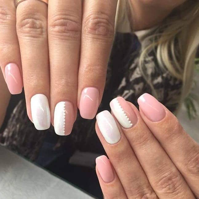 17. Pearl Whisper Half Shimmer - half nail ideas