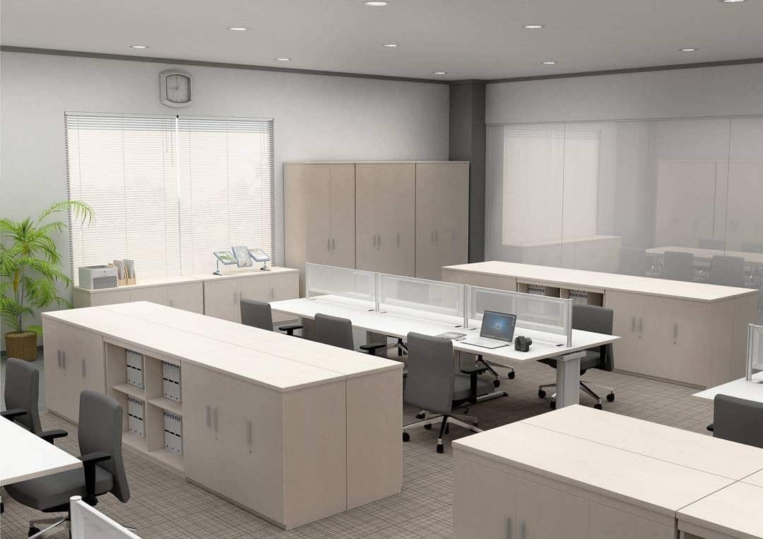 1. Soft Minimalist Harmony - open space office ideas