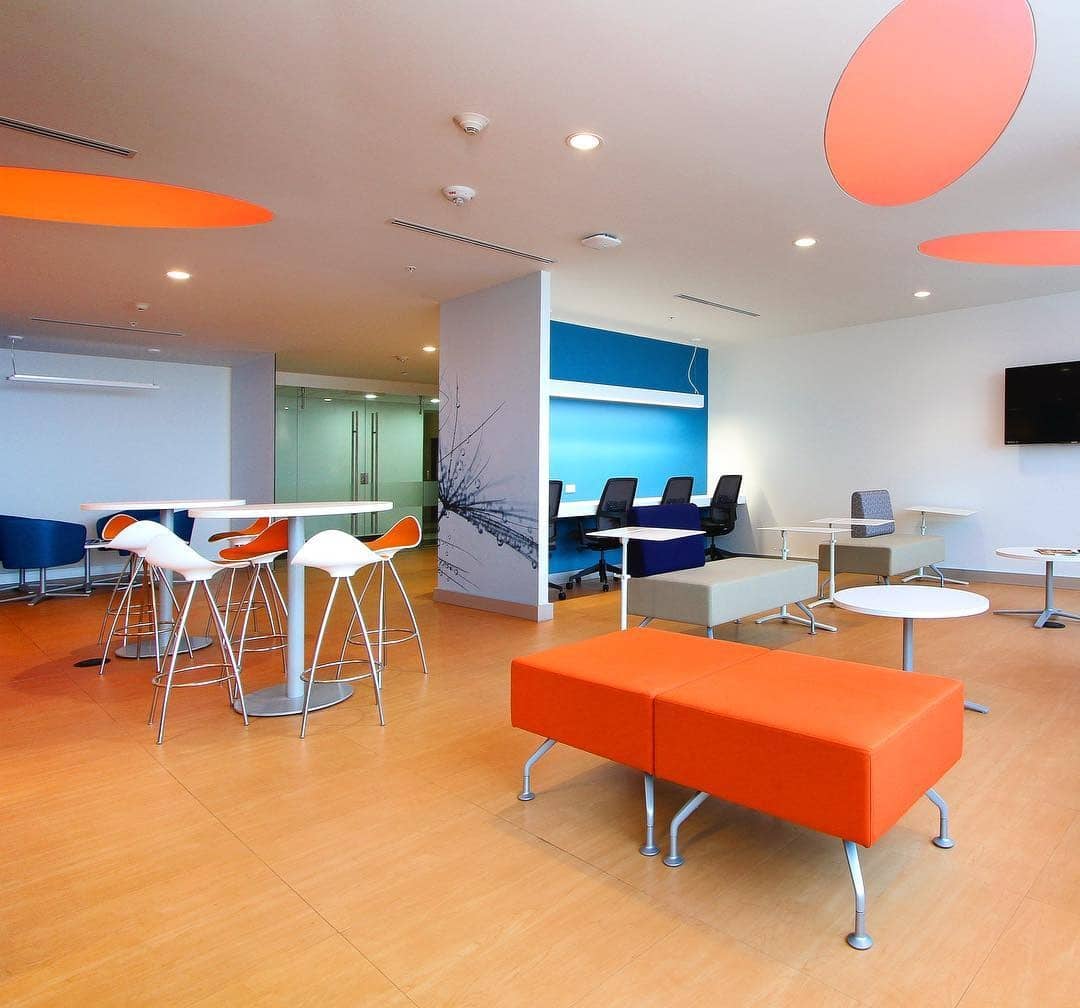 6. Energetic Collaboration Hub - open space office ideas