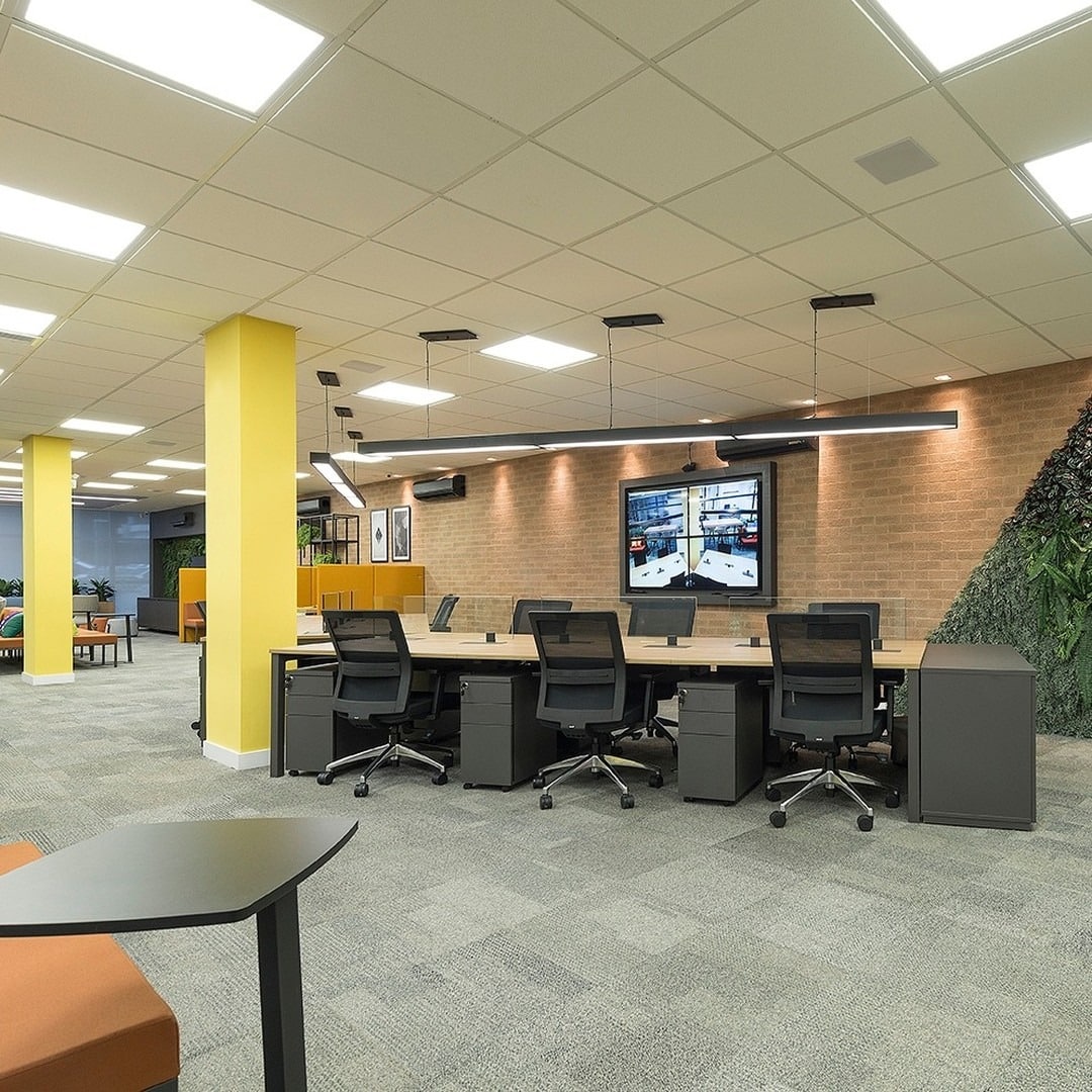 8. Green Industrial Workspace - open space office ideas