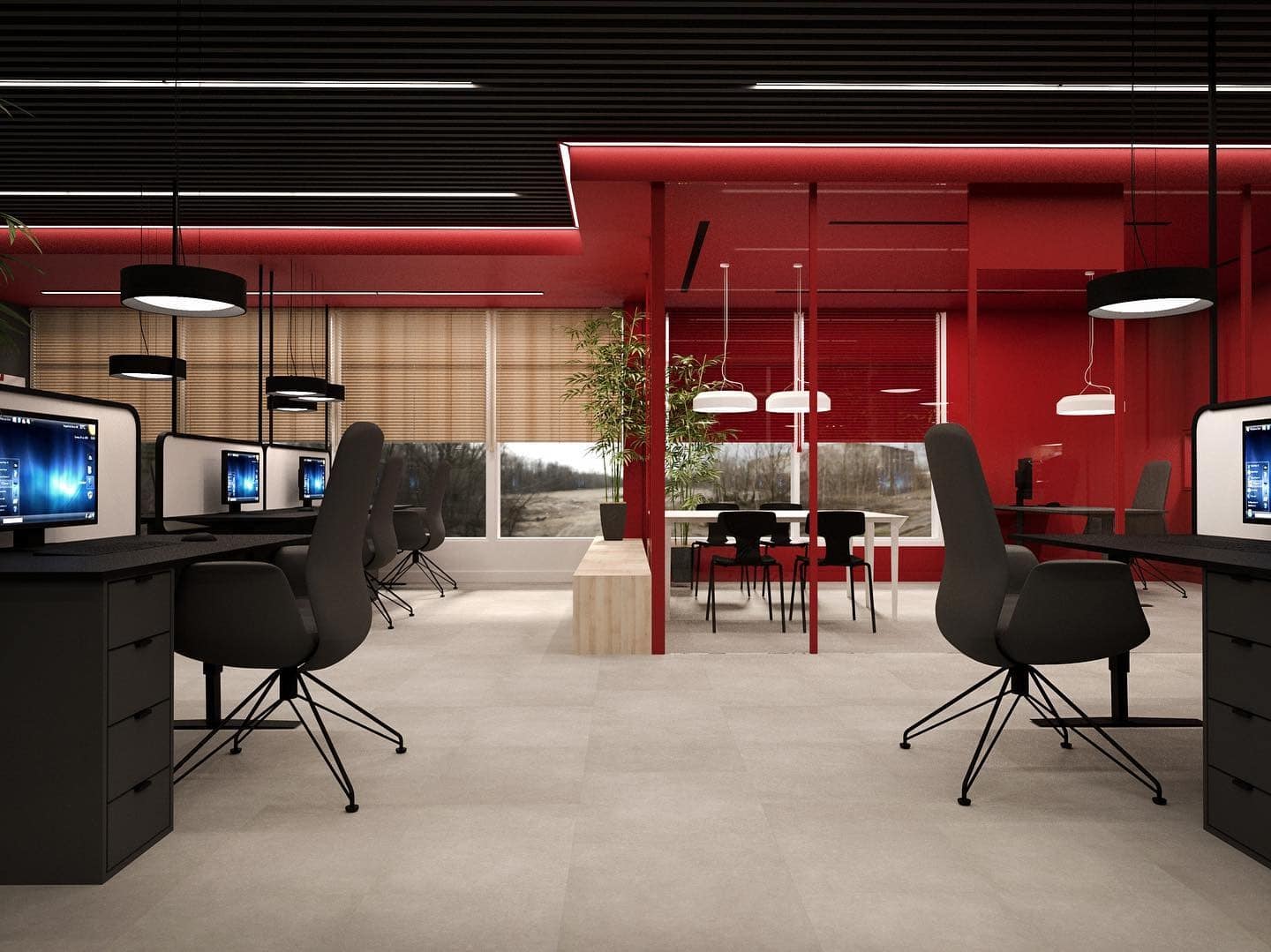 18. Red Command Studio - open space office ideas
