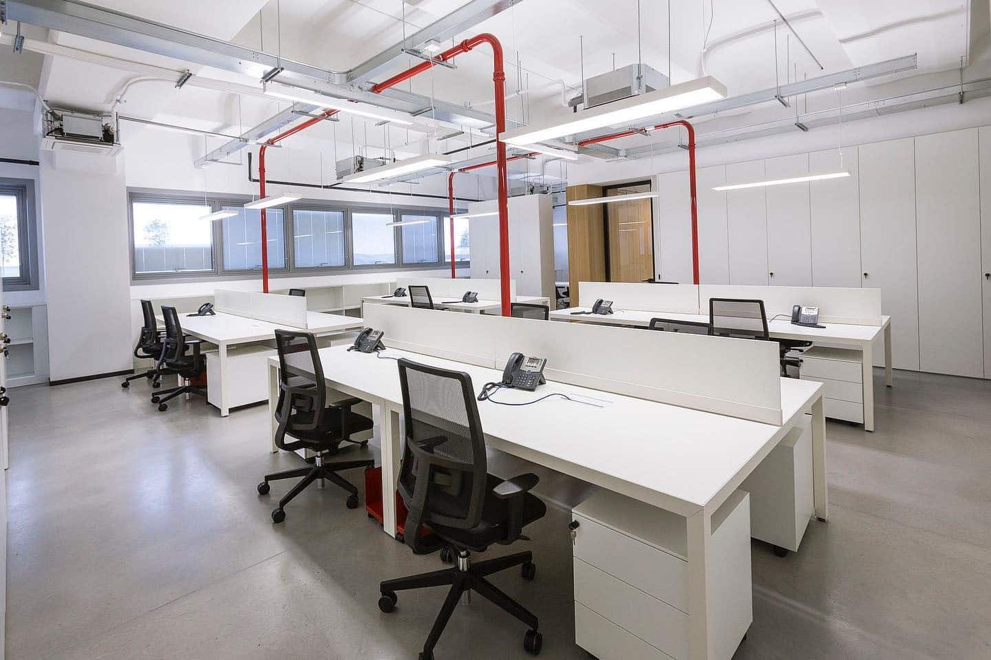 21. Industrial White Precision - open space office ideas