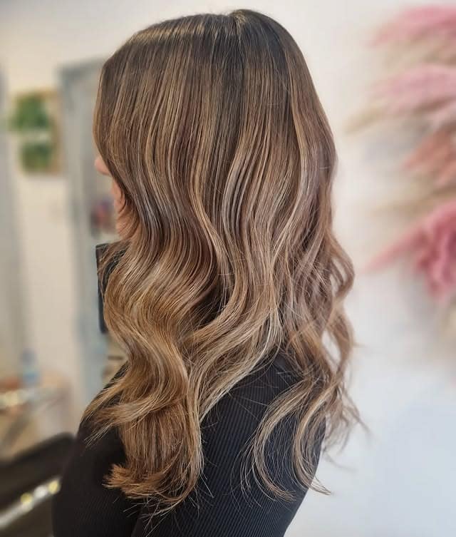 6. Ash Brown Melt with Soft Waves - Dark Brown Balayage