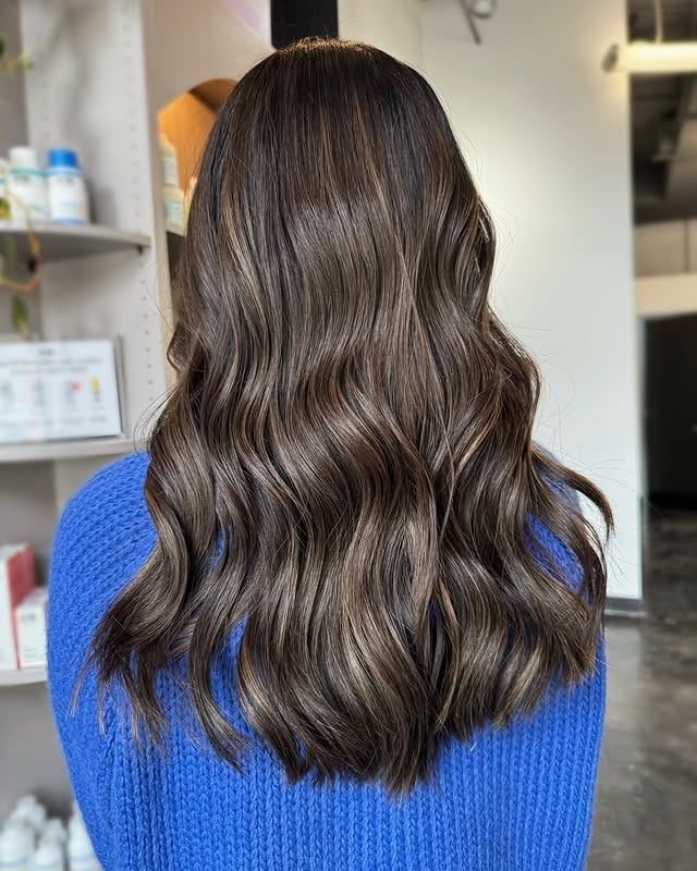 11. Cool Espresso Waves - Dark Brown Balayage