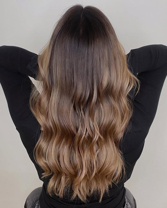 13. Caramel Fade Balayage - Dark Brown Balayage
