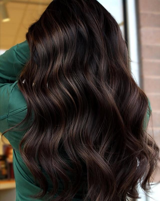 14. Deep Chocolate Luxe Waves - Dark Brown Balayage