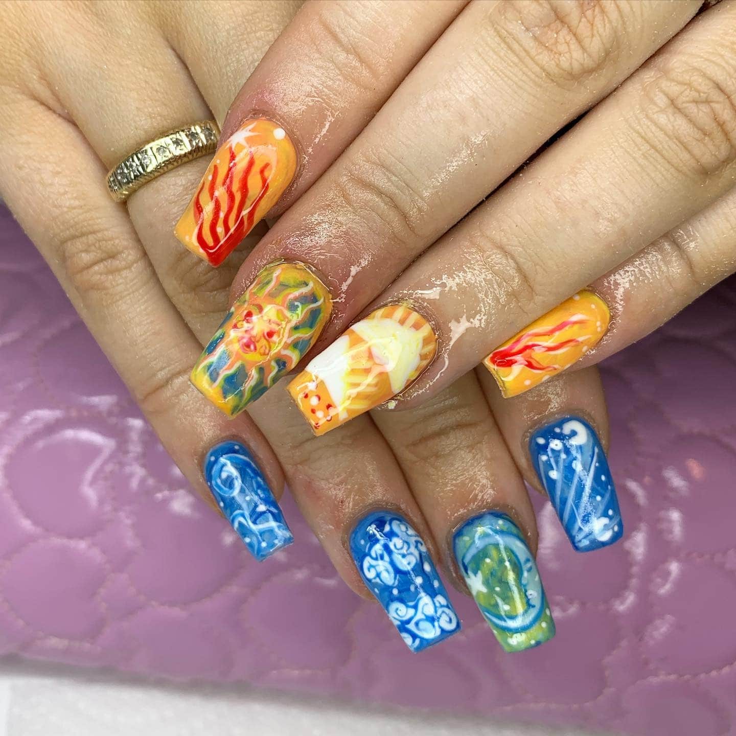 1. Solar & Ocean Nail Art Fusion - hippie nail ideas