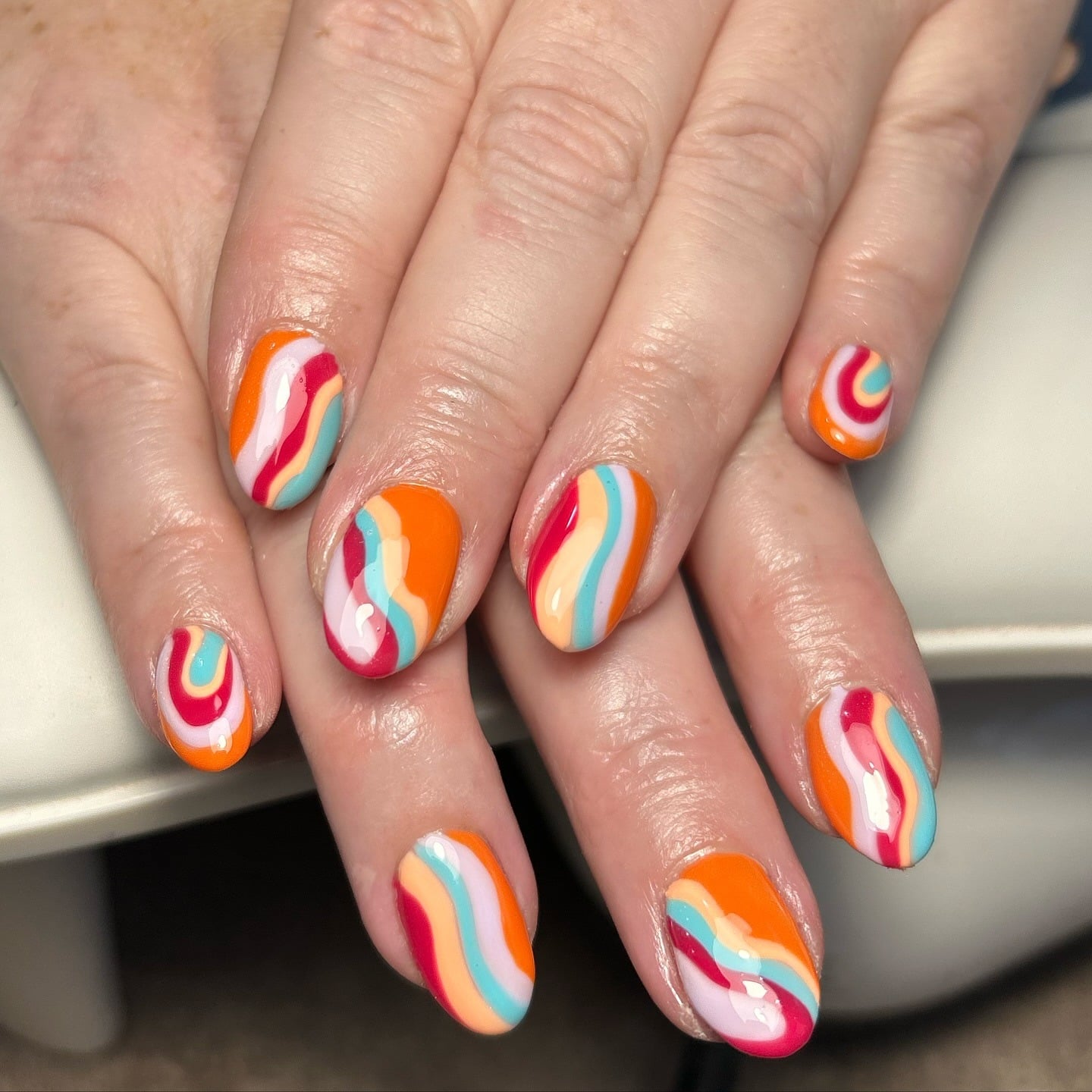 2. Retro Wave Flow Nails - hippie nail ideas
