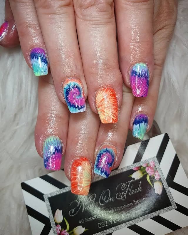 7. Tie-Dye Dream Nails - hippie nail ideas