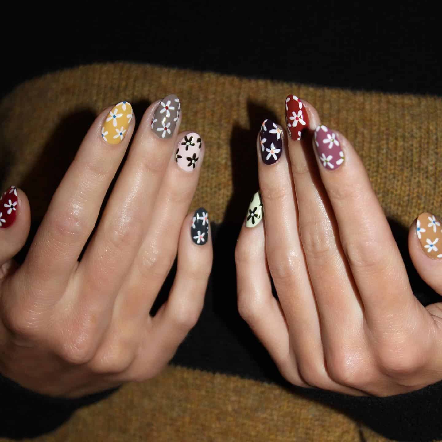 14. Retro Bloom Nails - hippie nail ideas