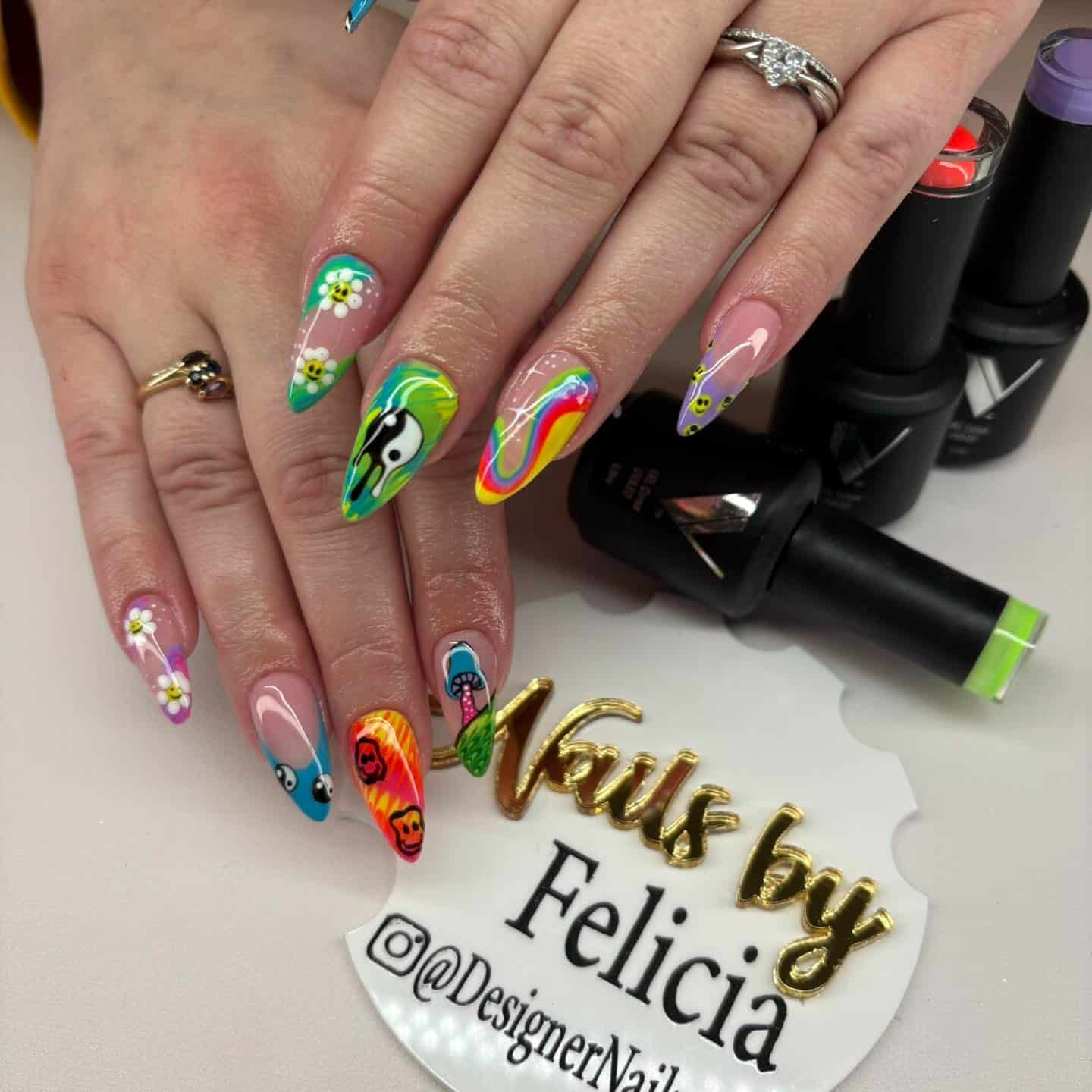 20. Groovy Energy Mix Nails - hippie nail ideas