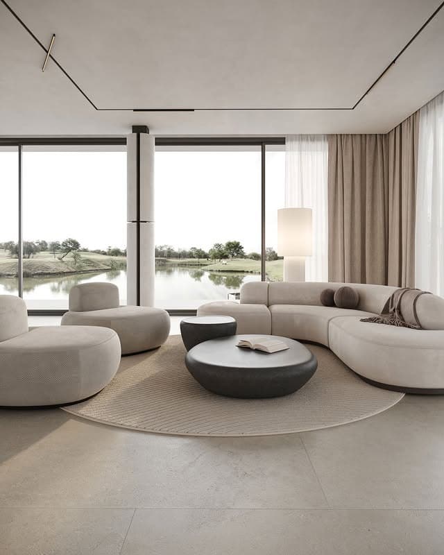 6. Organic Curves and Natural Calm - black and cream living room ideas