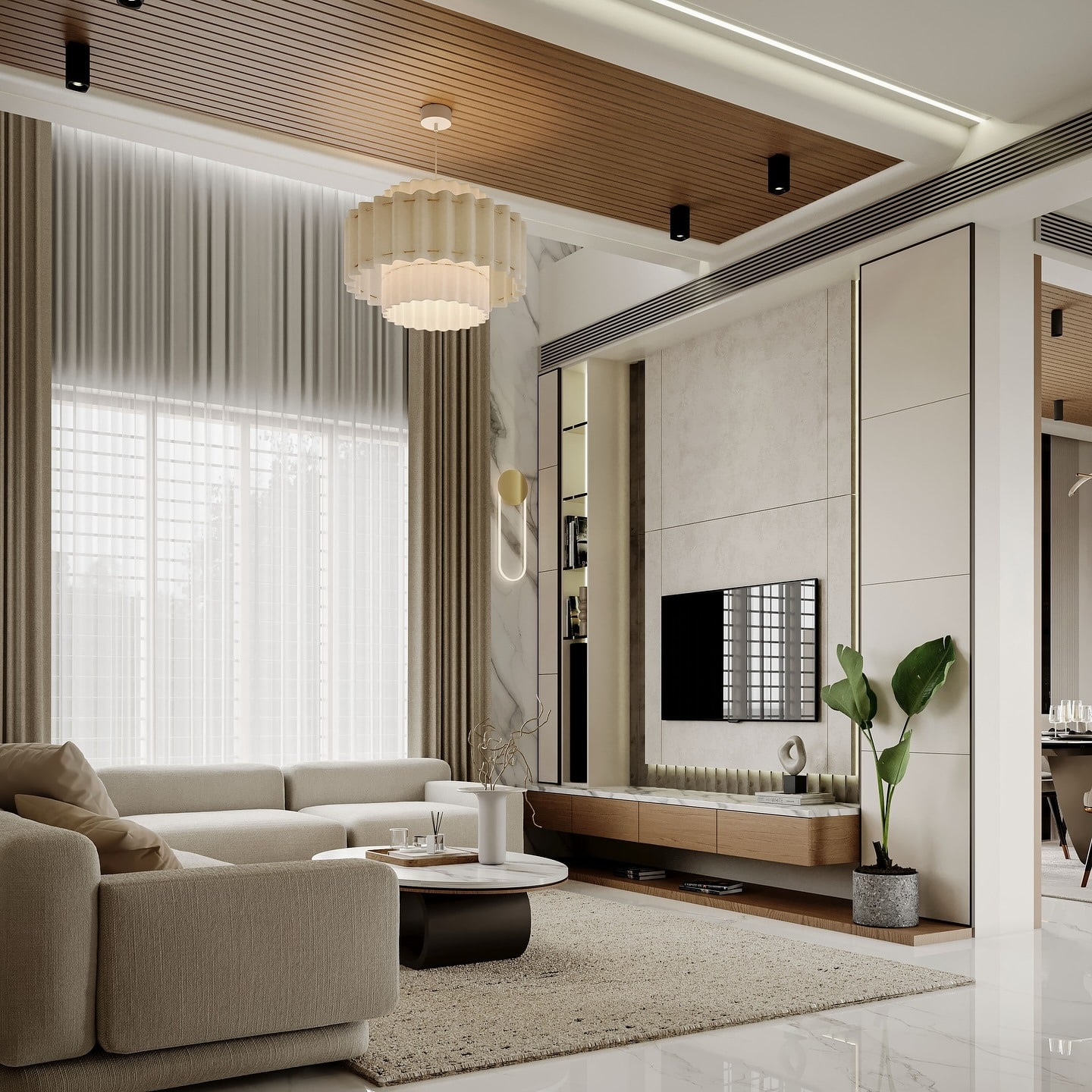 10. Polished Warmth in Modern Neutrals - black and cream living room ideas