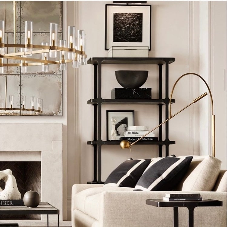 13. Modern Chic with Black Accents and Gold Details - black and cream living room ideas