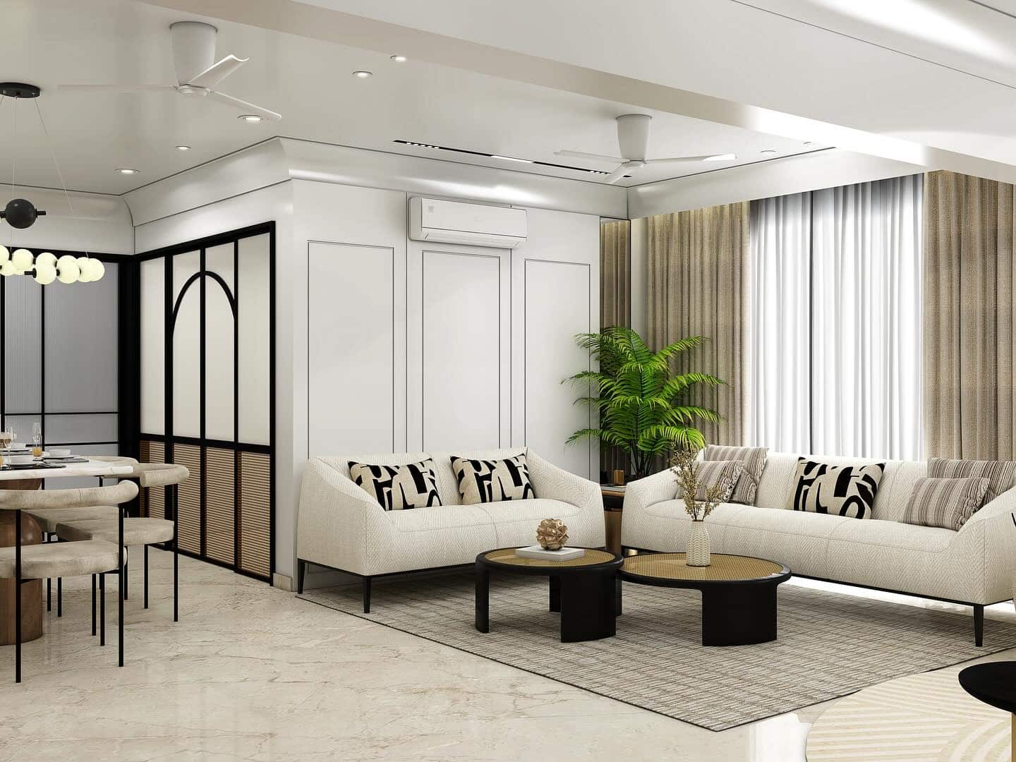 19. Contemporary Cream and Black Balance - black and cream living room ideas